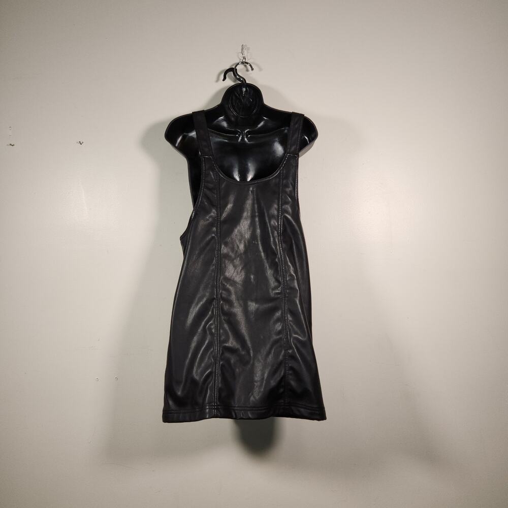 CELEBRITY PINK Pinafore Dress Jumper Womens S Black Faux Leather Goth Whimsigoth - Picture 3 of 12